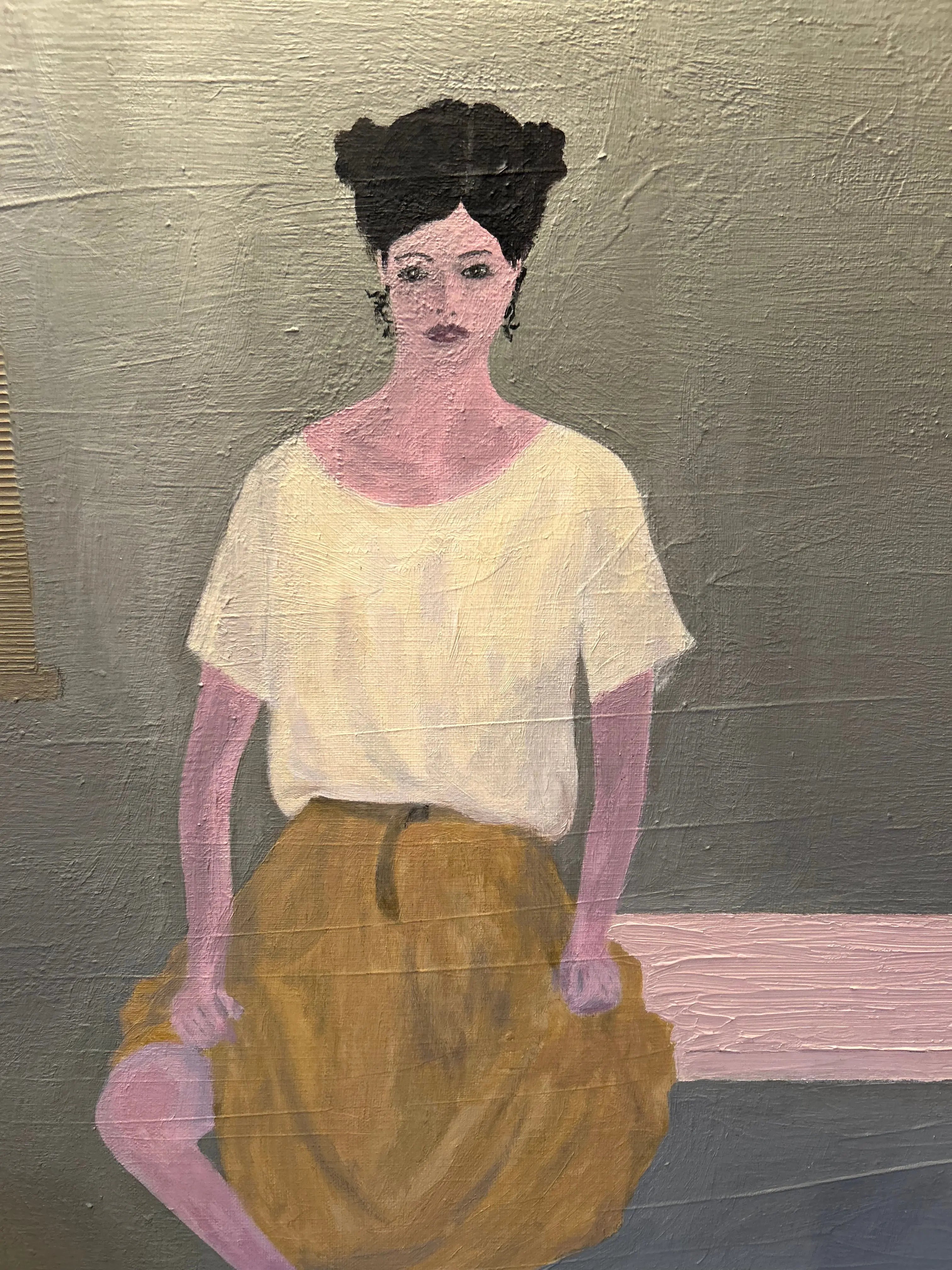 Femme assise - Tableau contemporain XXe siècle Pièce Unique