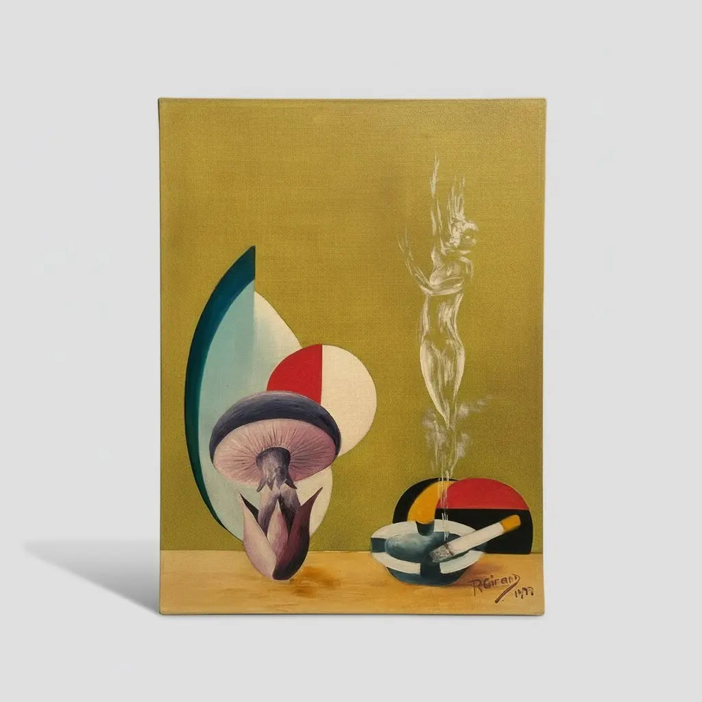 R. Gigard (1977) – Tableau Abstrait Contemporain | Fumée Sensuelle & Jaune Vibrant Pièce Unique