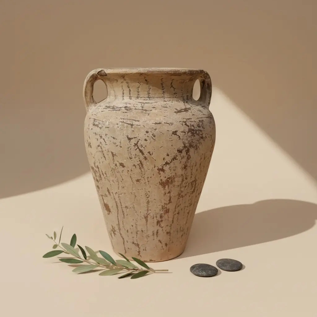 Vase Ancien en Terre Cuite beige – Élégance Romaine Pièce Unique