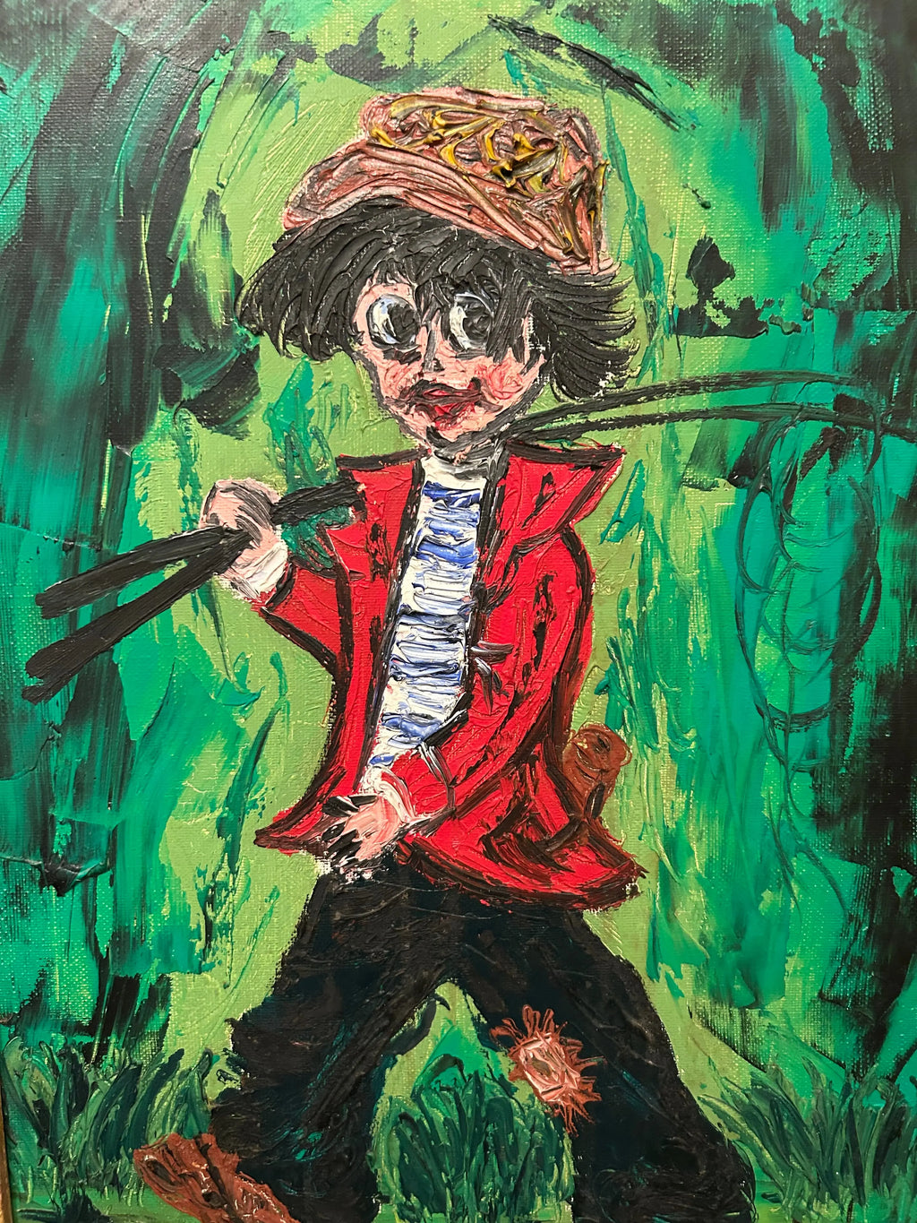 Tableau contemporain – Le Jeune Pêcheur Moderne Pièce Unique