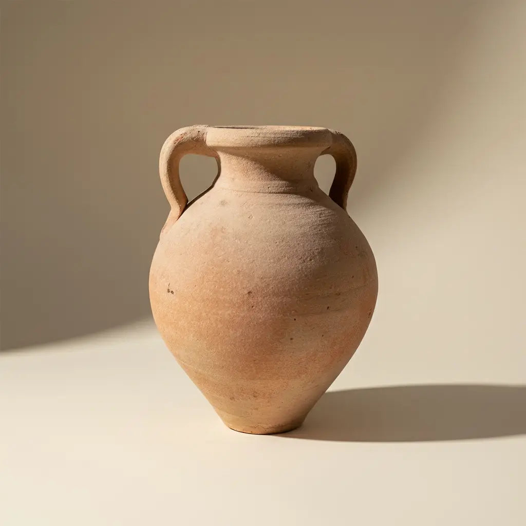 Vase ancien en terre cuite beige - Élégance Romaine Pièce Unique