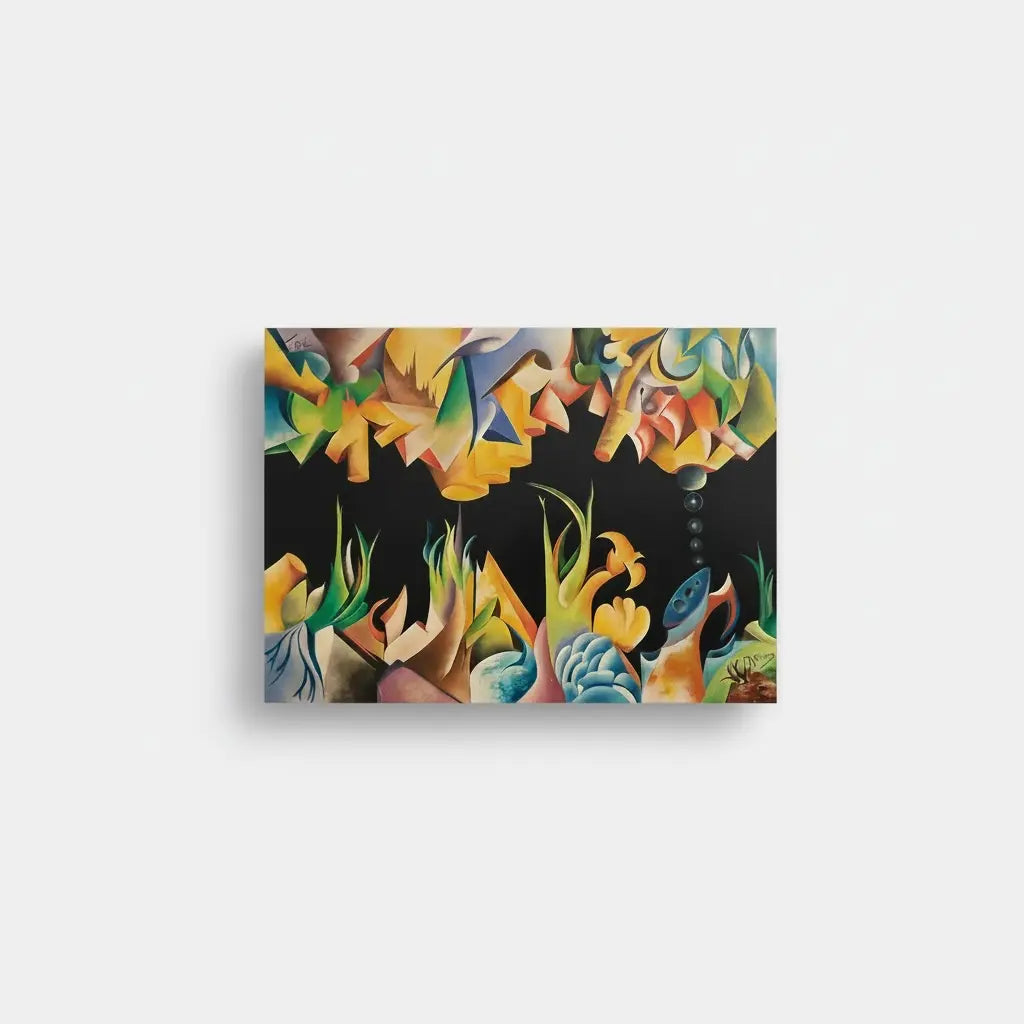 R. Girard – Tableau contemporain XXe siècle, huile sur toile réversible signée (1977), grand format abstraction colorée Pièce Unique