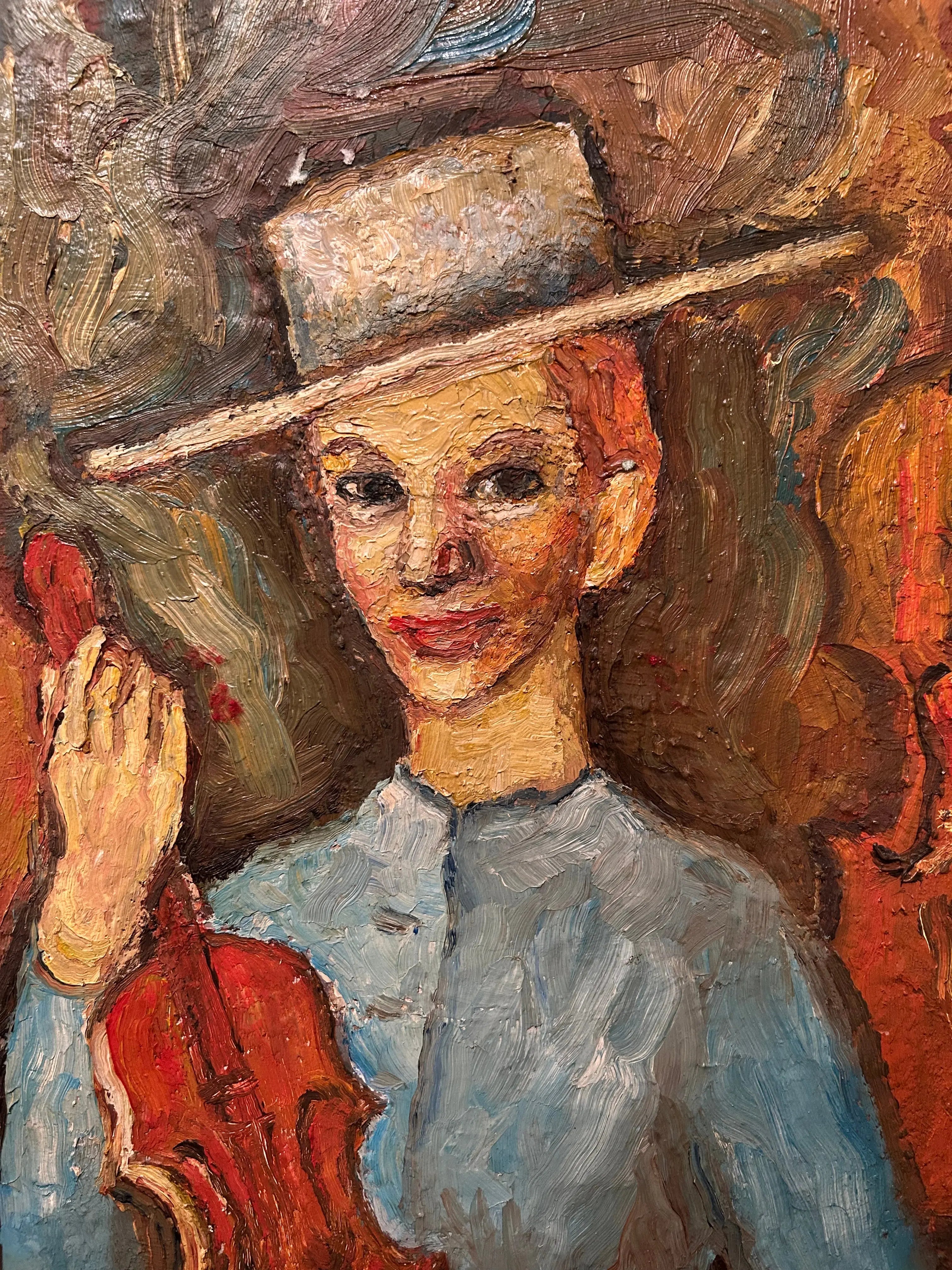 Tableau contemporain XXe siècle – Le Violoniste Stoïque Pièce Unique