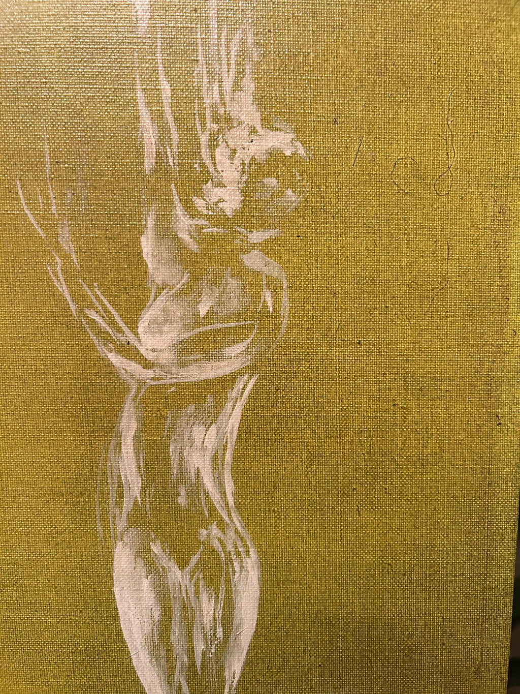 R. Gigard (1977) – Tableau Abstrait Contemporain | Fumée Sensuelle & Jaune Vibrant Pièce Unique