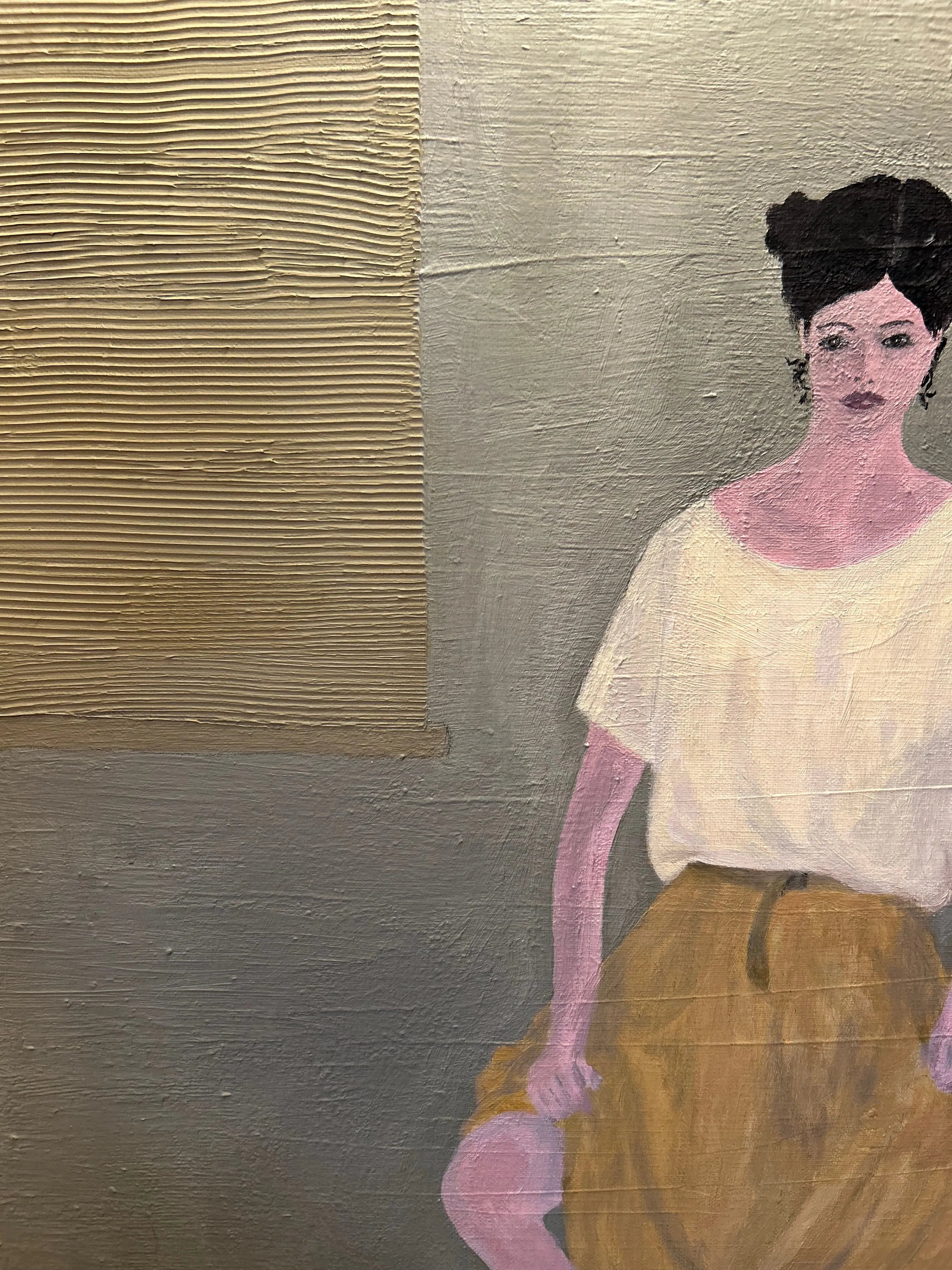 Femme assise - Tableau contemporain XXe siècle Pièce Unique