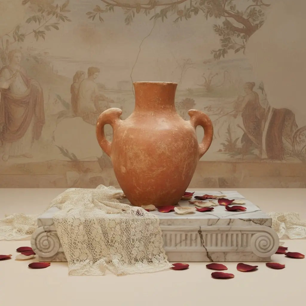 Vase ancien en terre cuite rouge - Élégance Romaine Pièce Unique